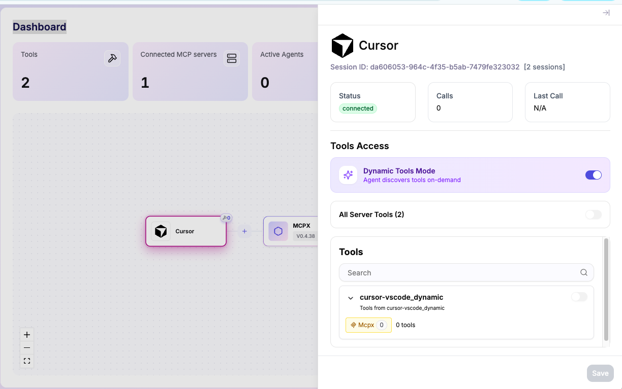 Dynamic Tools Mode enabled in Agent Access